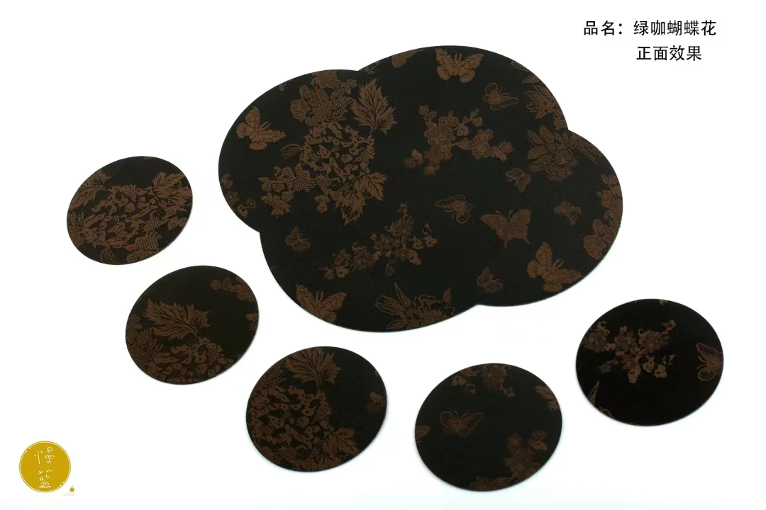 慢蓝杯垫套组精工创意防滑吸水茶道防烫碗垫水杯垫圆形中式陶瓷