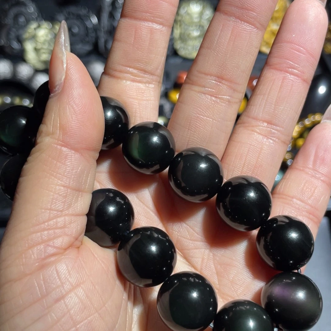 黑曜岩手串未镶嵌?***乐16mm