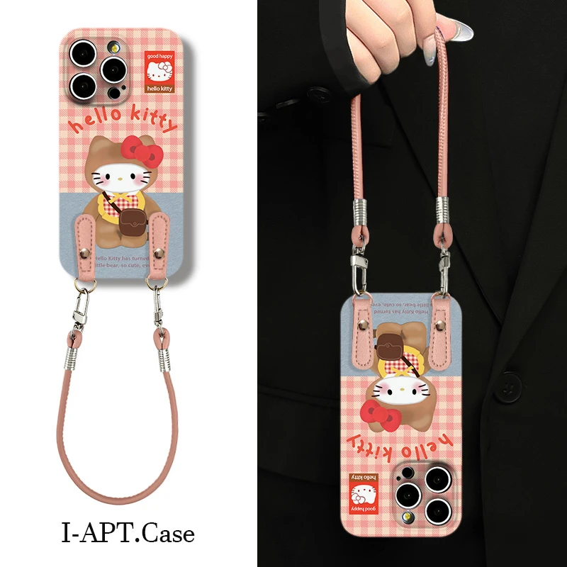 粉布格KT挎包菲林软壳适用iPhone苹果16手机壳华为oppo小米vivo新