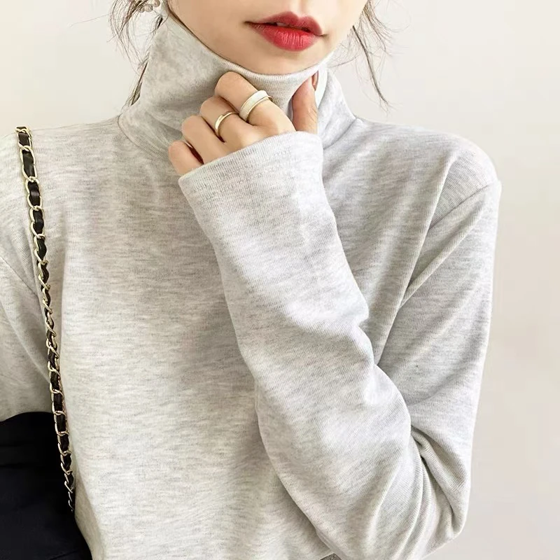 加绒加厚打底衫女内搭保暖洋气上衣百搭时尚T恤 80375