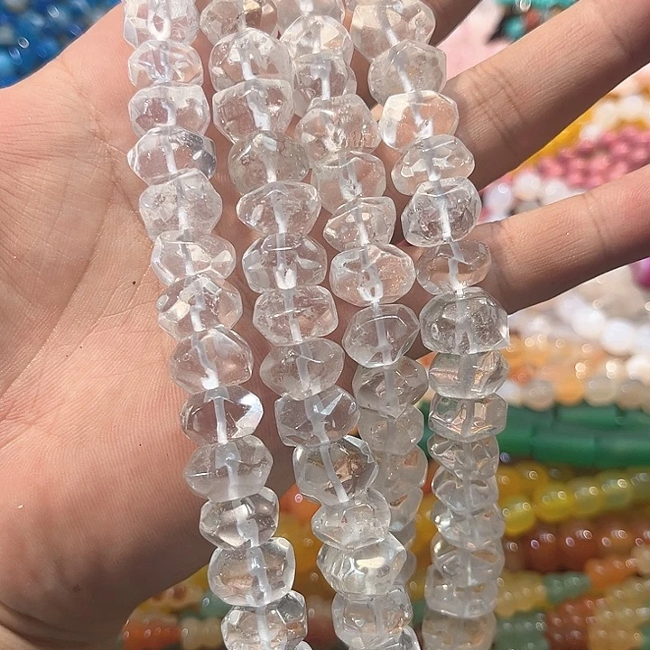 玛瑙/玉髓合金珠宝半成品白水晶冲角一条14mm