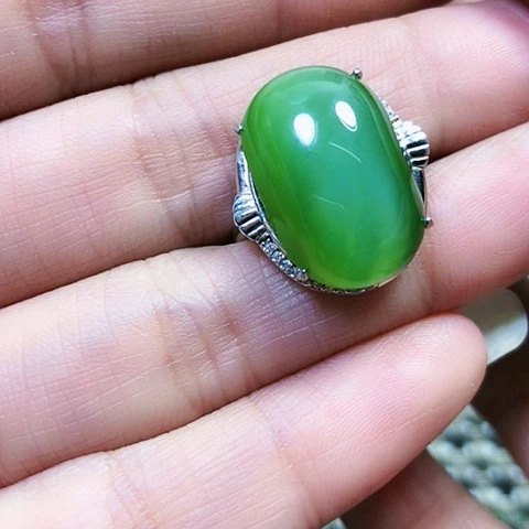 和田玉银S925镶嵌戒指