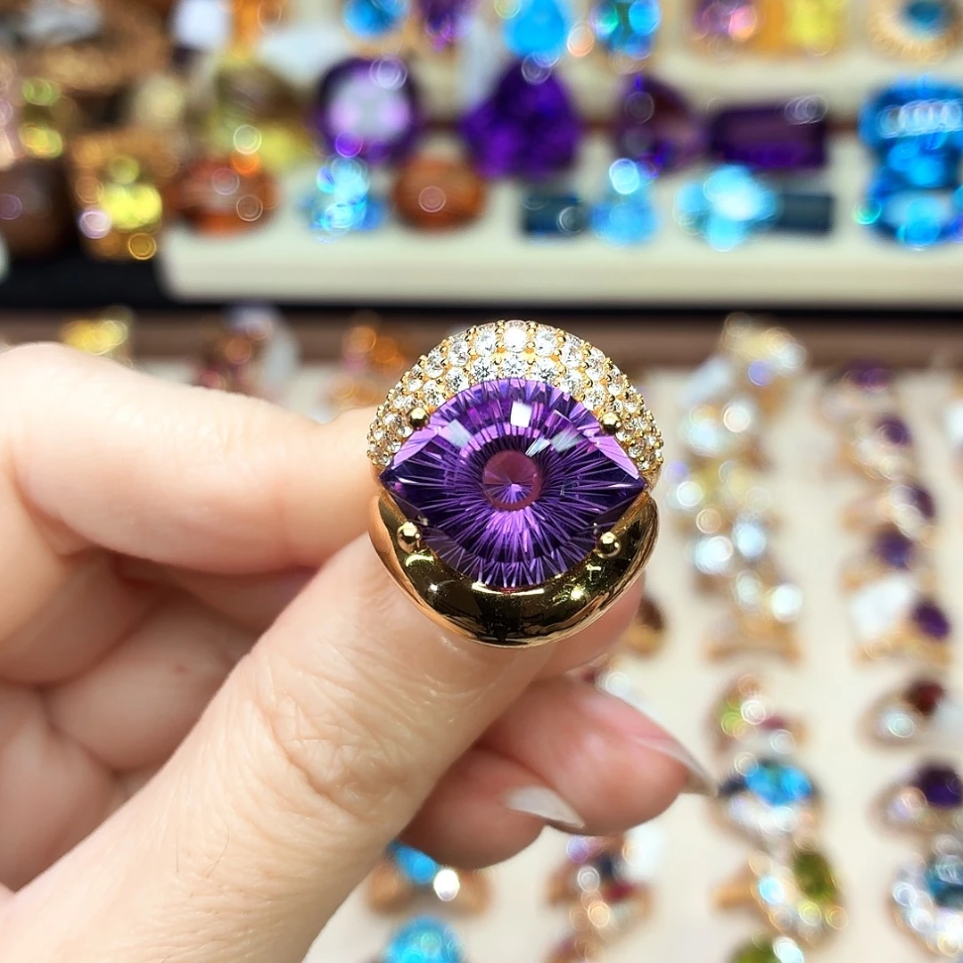 紫晶银S925镶嵌戒指