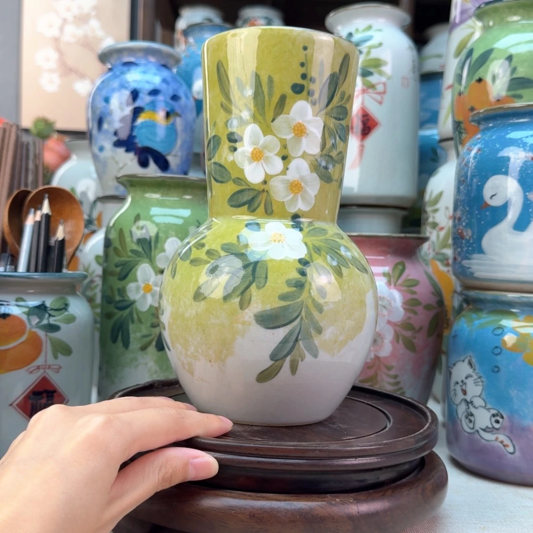 景德镇陶瓷手绘花瓶无孔