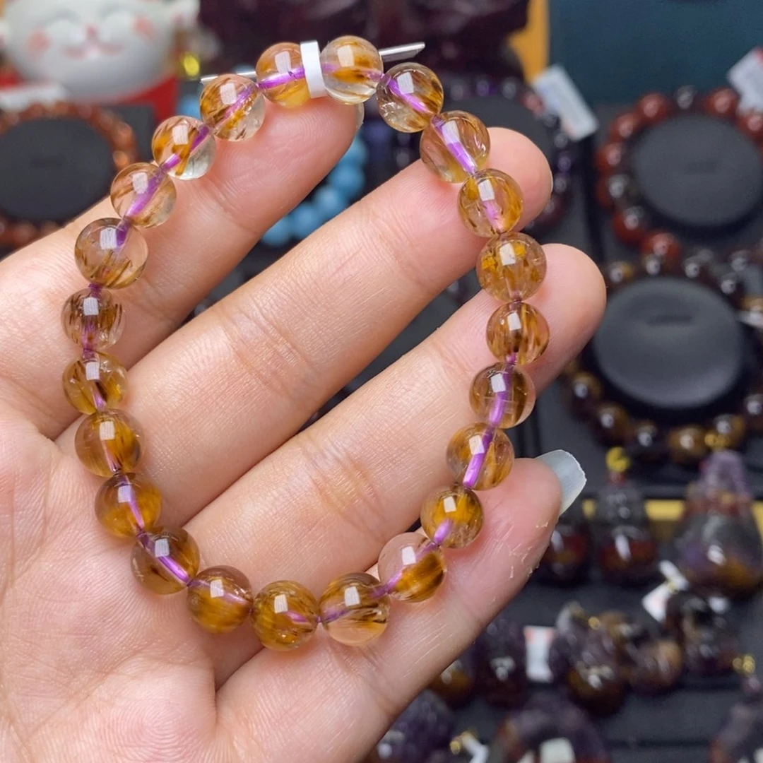 水晶手链未镶嵌极光金多多单圈7m m