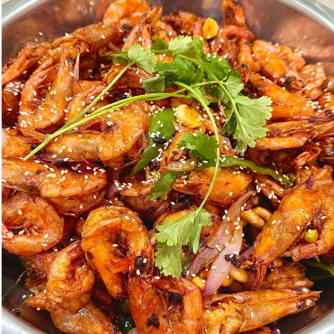 干锅基围虾（鲜虾约500g）