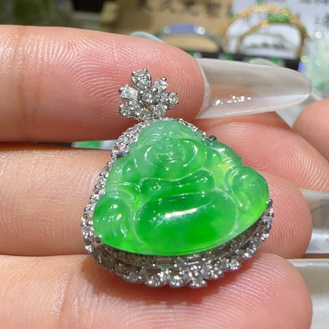 【闪购商品】翡翠18K金镶嵌颈饰天然