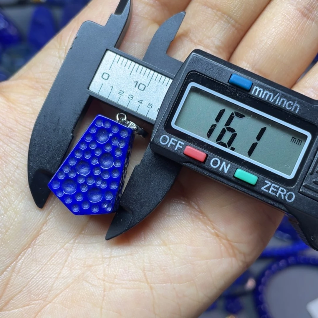 青金石银S925镶嵌16mm陨石坑吊坠