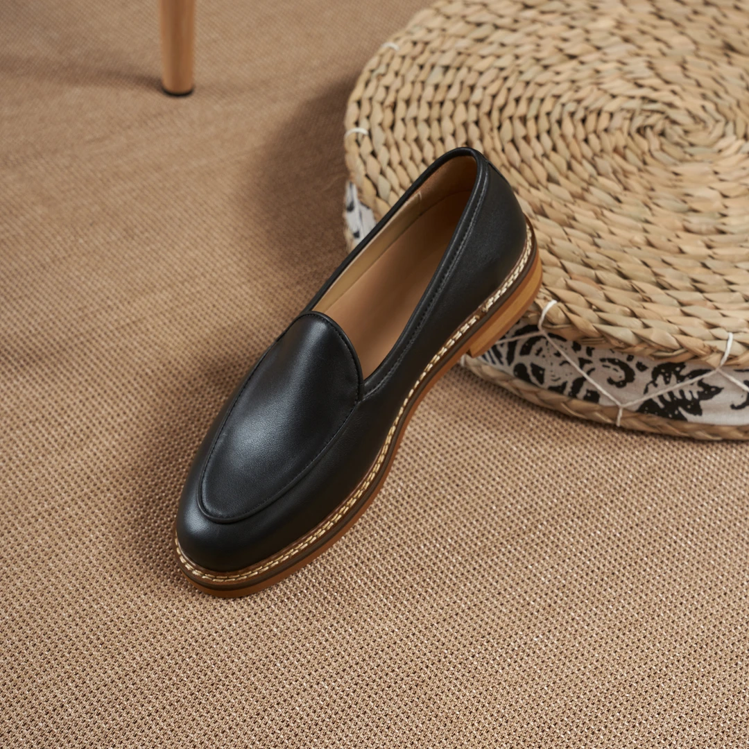 跃绅仕头层牛皮一脚蹬乐福鞋拉菲草编织鞋比利时乐福鞋男STO-127