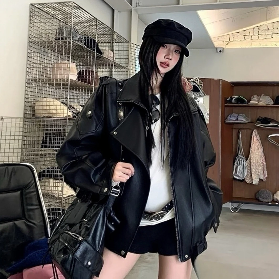 黑色冷淡系设计感PU皮外套女2025秋季新款韩版时髦洋气炸街潮夹克