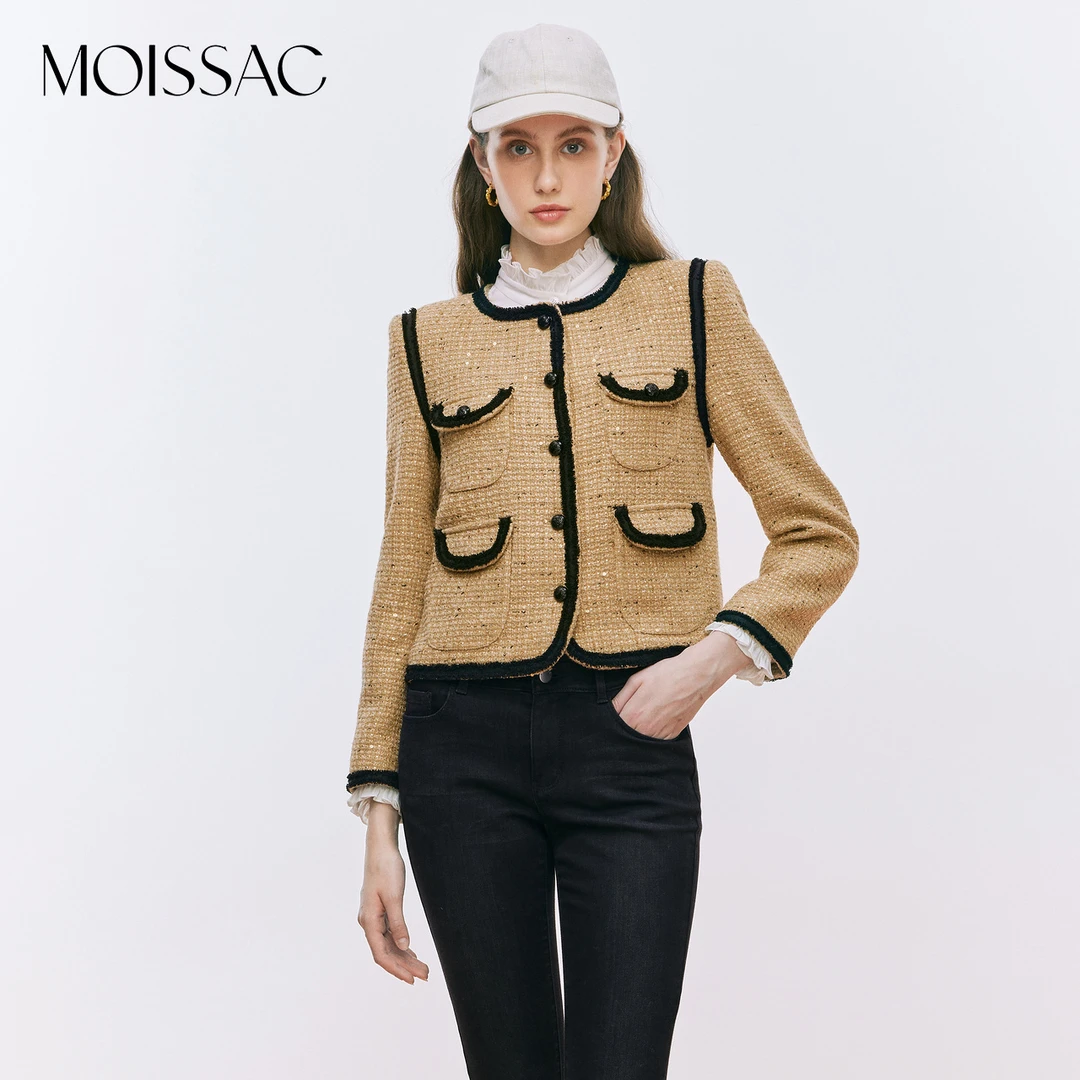 【KK专属】MOISSAC摩萨克秋季法式粗花呢香风外套女MTDQ40516