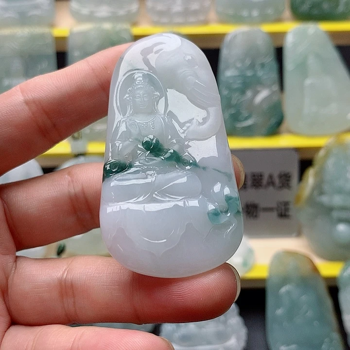 翡翠未镶嵌吊坠(不含链)普贤菩萨