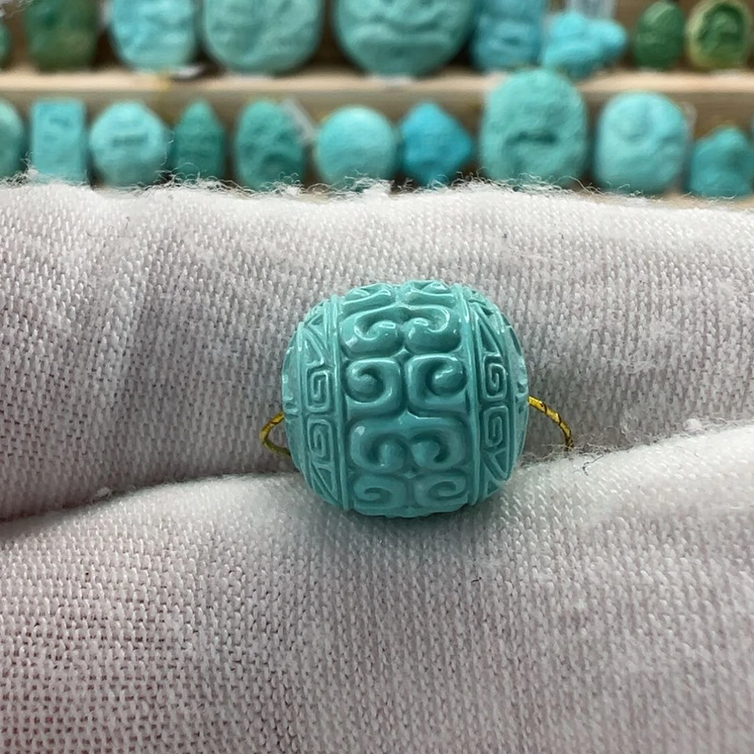 未镶嵌绿松石回纹珠10.6x11mm