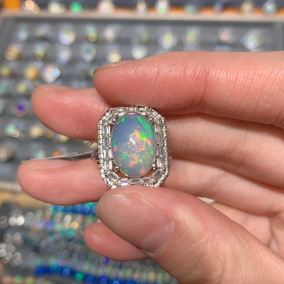 银S925镶嵌欧泊戒指t