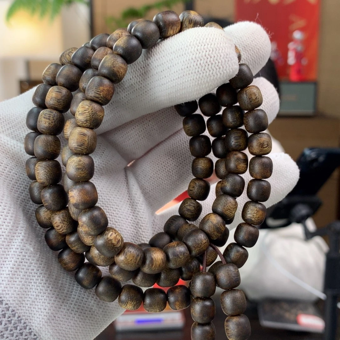 沉香手串7.5mm老型多圈31克沉水浮