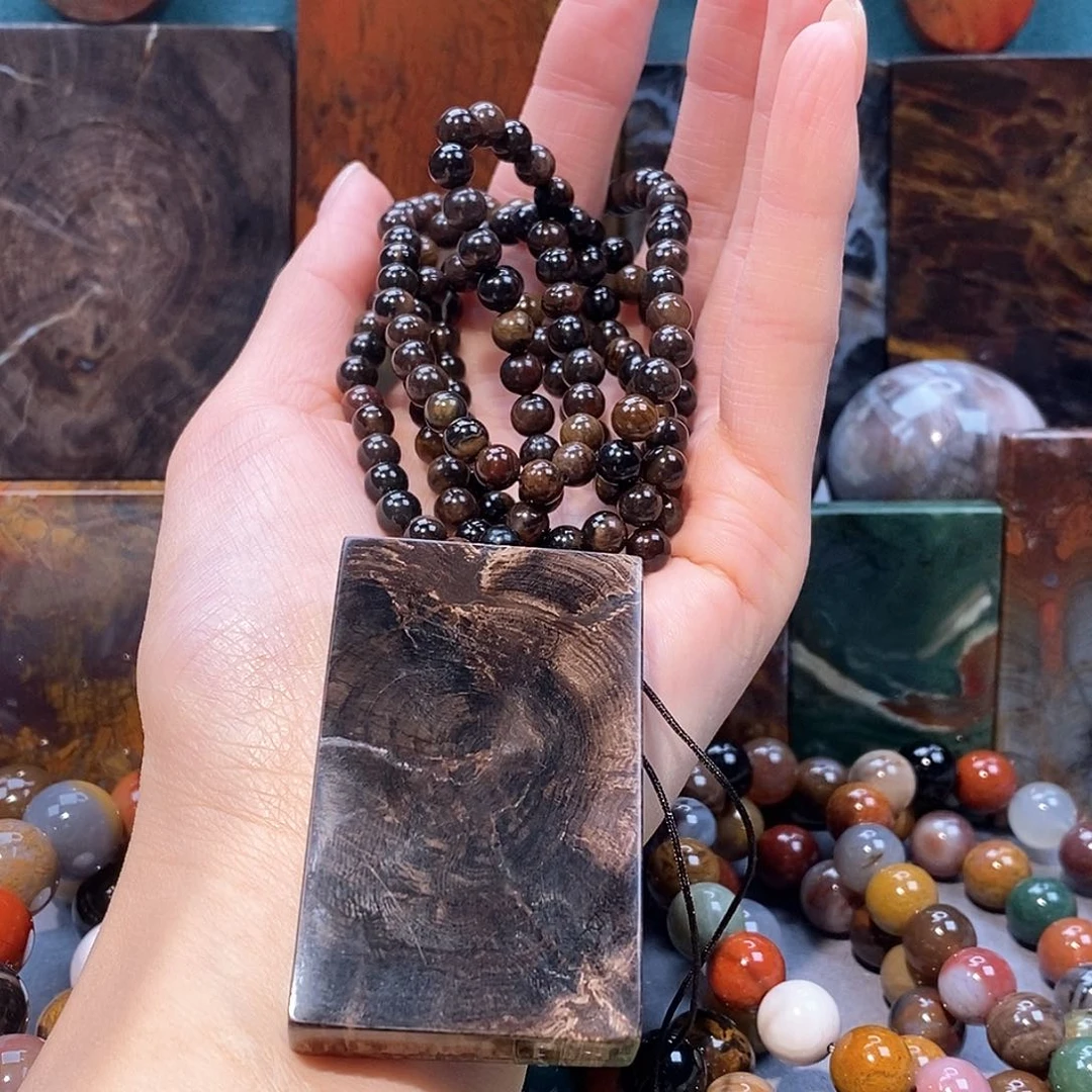 未镶嵌天然北票硅化玉吊坠硅化玉深****野