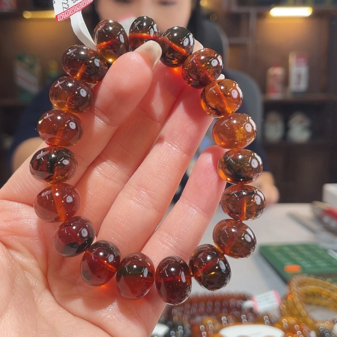 琥珀未镶嵌手链13m血