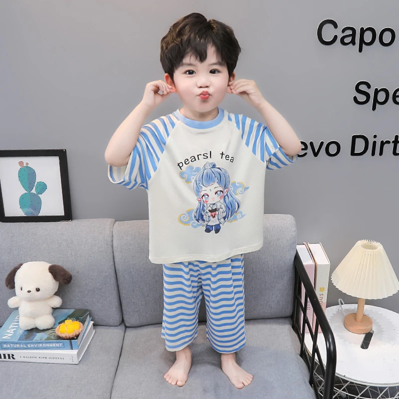 儿童莫代尔短袖新款敖丙宝宝宝宝睡衣夏季薄款儿童睡衣夏季薄款