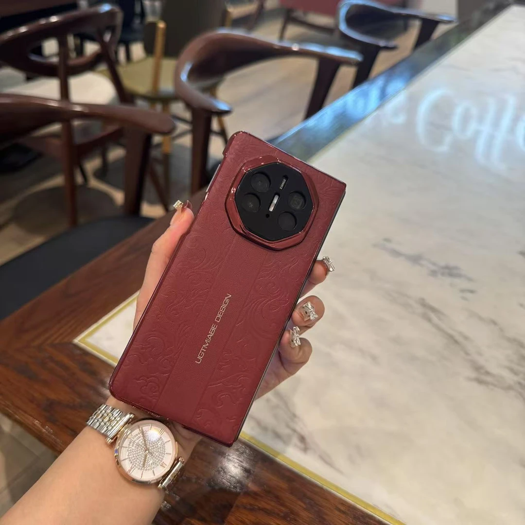 适用于华为Matex6/Matex5国风祥云纹精孔镜头素皮商务手机套单壳