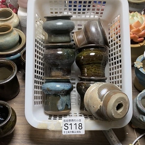 紫砂花盆118微瑕品口径4厘米左右