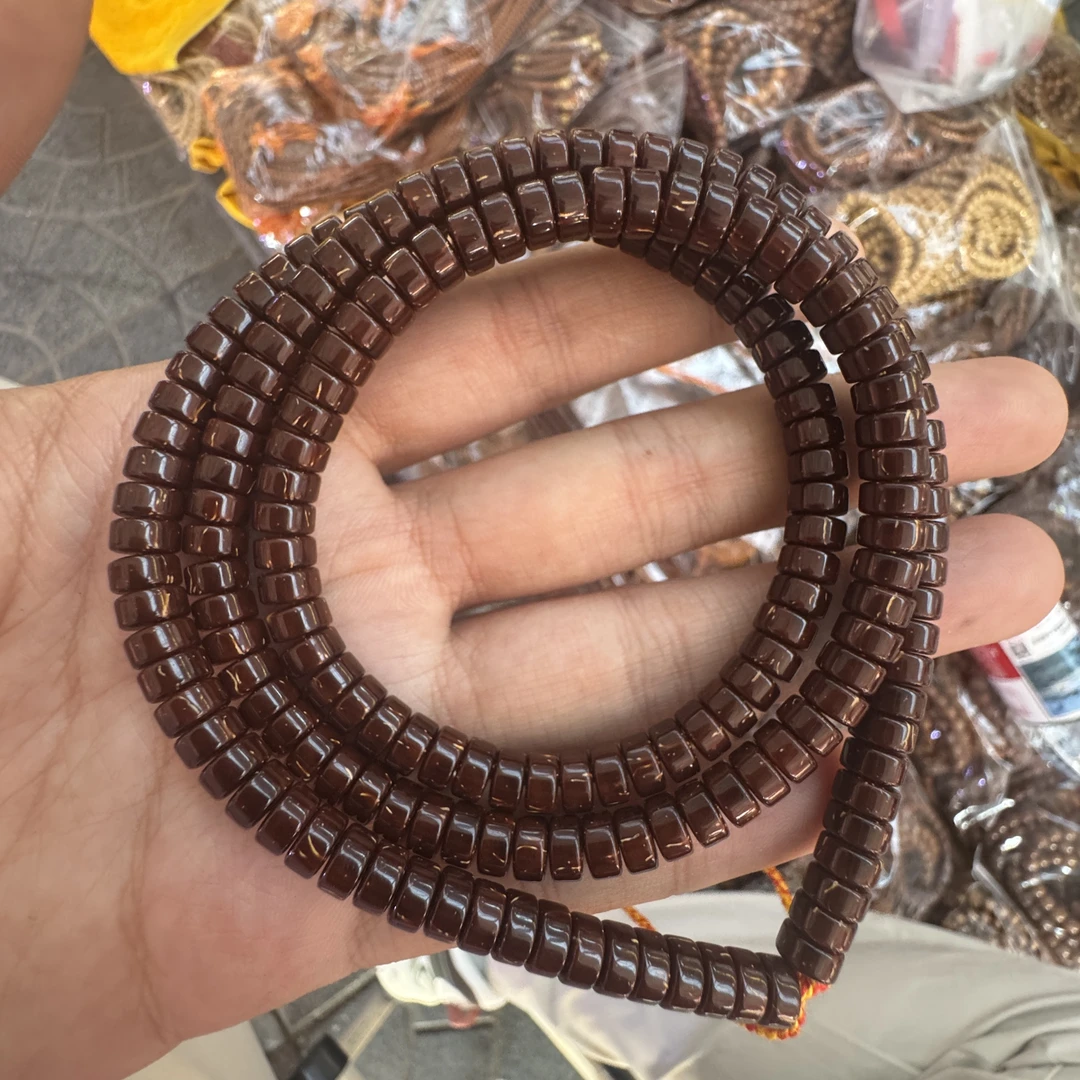 【D6805】紫金鼠“特殊眼睛”鼠尖纯实心精工片珠 6.3mm 左右长串