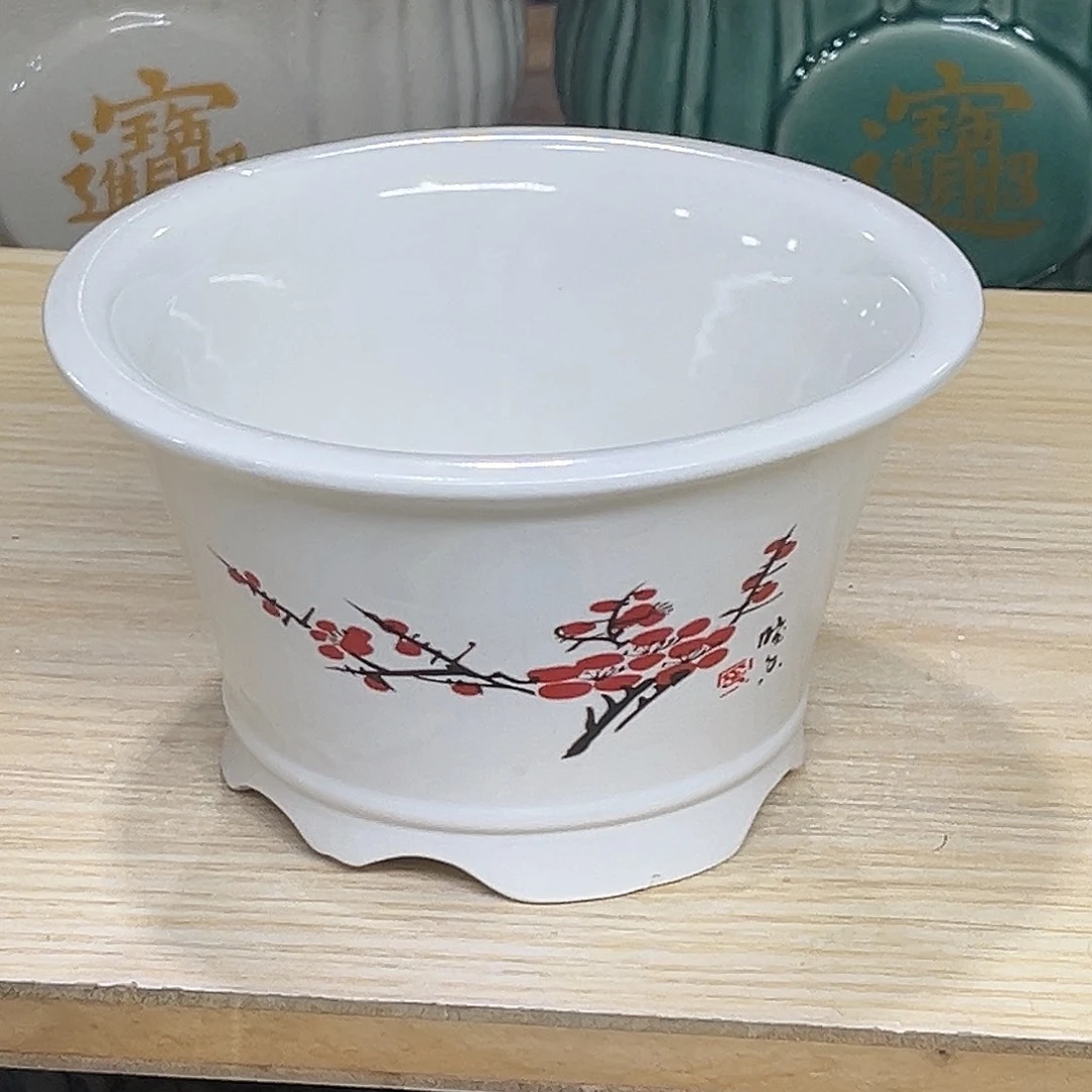 陶瓷绿植多肉微瑕贴花盆口径15*9