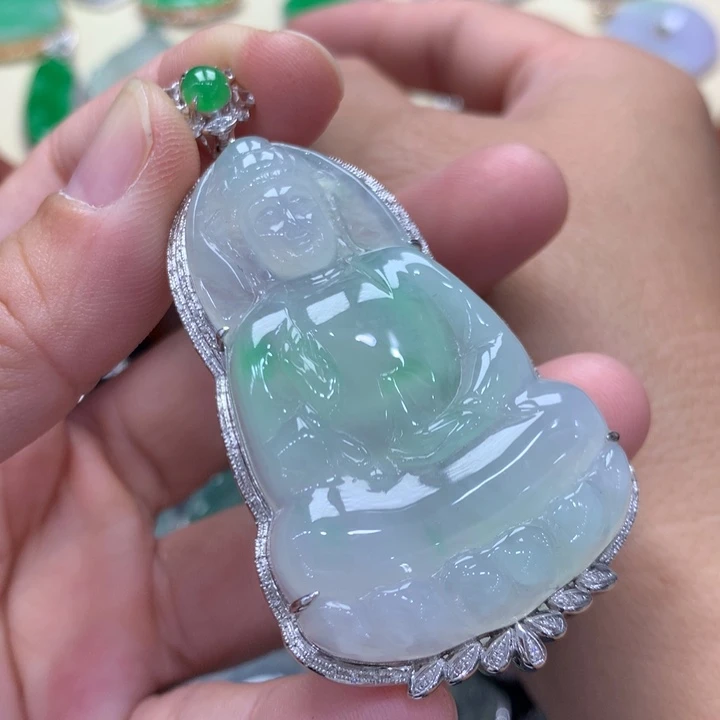 翡翠18K金镶嵌吊坠(不含链)