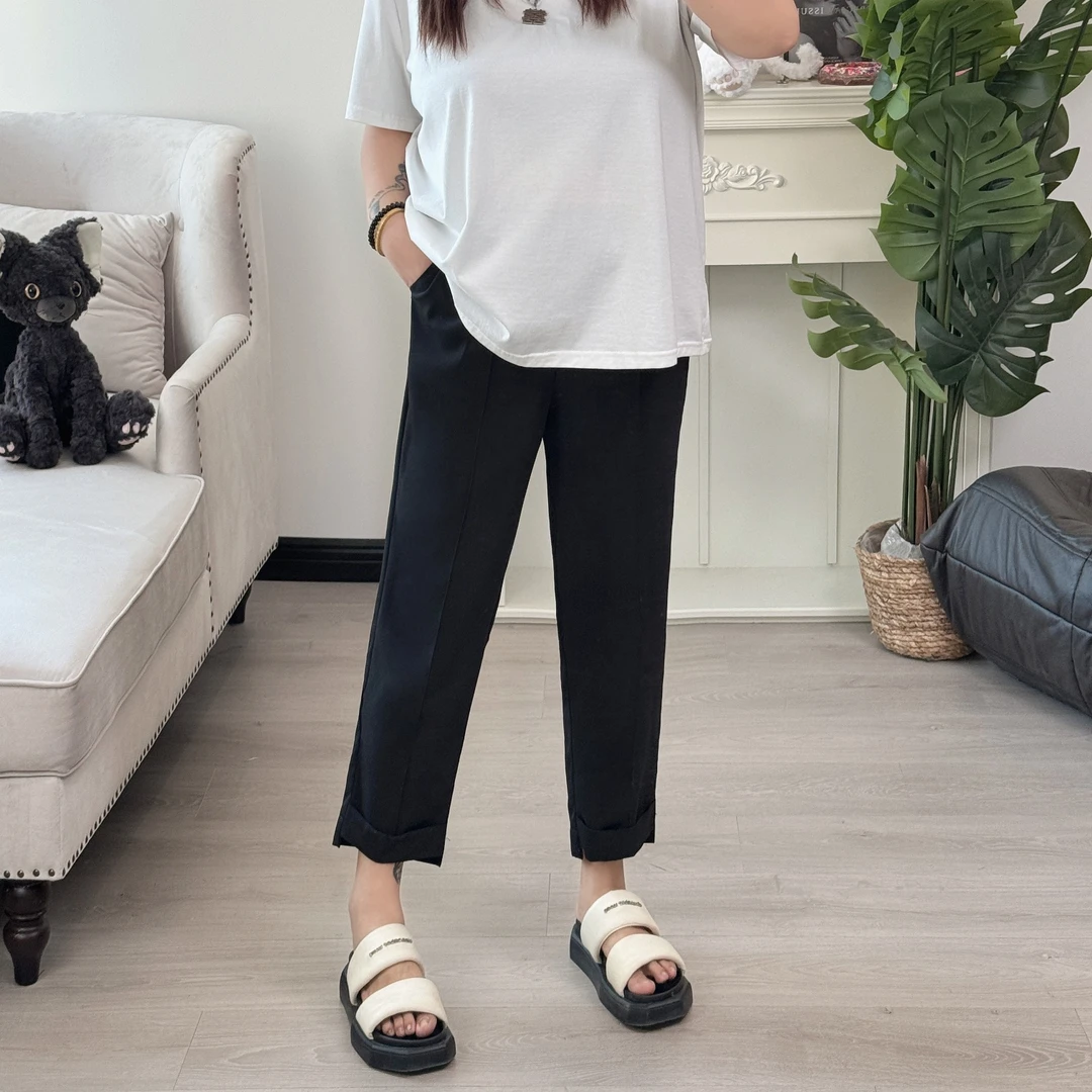 断码捡漏~甜筒夏日/ 冰感TR细斜九分西装裤4760花契大码200斤胖mm