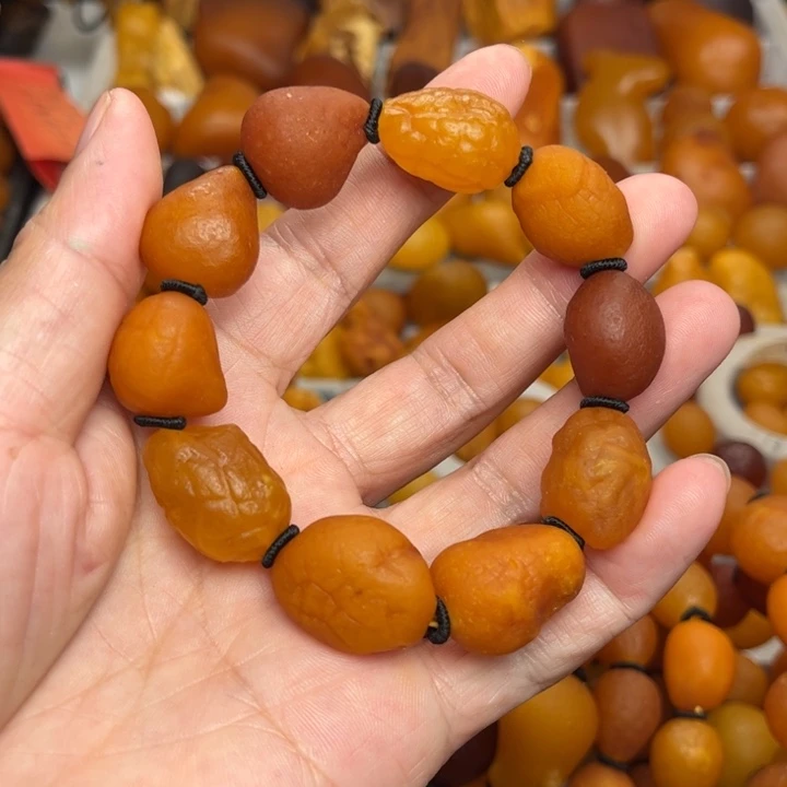 琥珀未镶嵌裸石天然蜜蜡手串