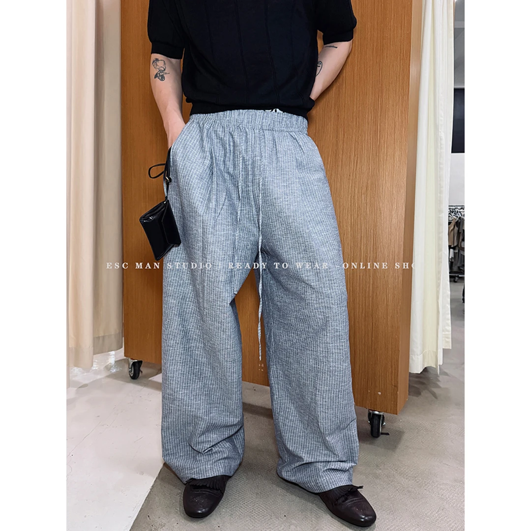 ESC MAN STUDIO/自制 舒适松弛感休闲亚麻长裤垂感宽松阔腿裤