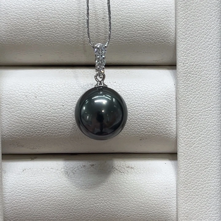 颈饰海水珍珠银S925镶嵌大溪地11-12mm 115号