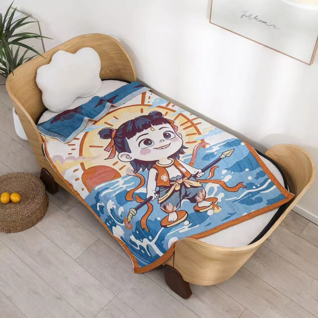 【魔童哪吒泡芙被】 120cm *150cm多功能轻奢超柔轻奢纱布泡芙被