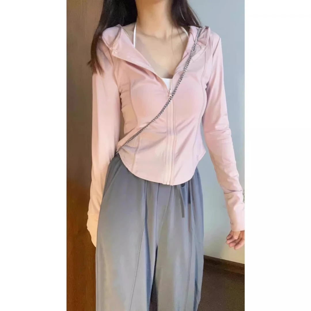 夏季外套防晒衣女款修身薄款上衣紧身新款瑜伽服冰丝女孩开衫休闲