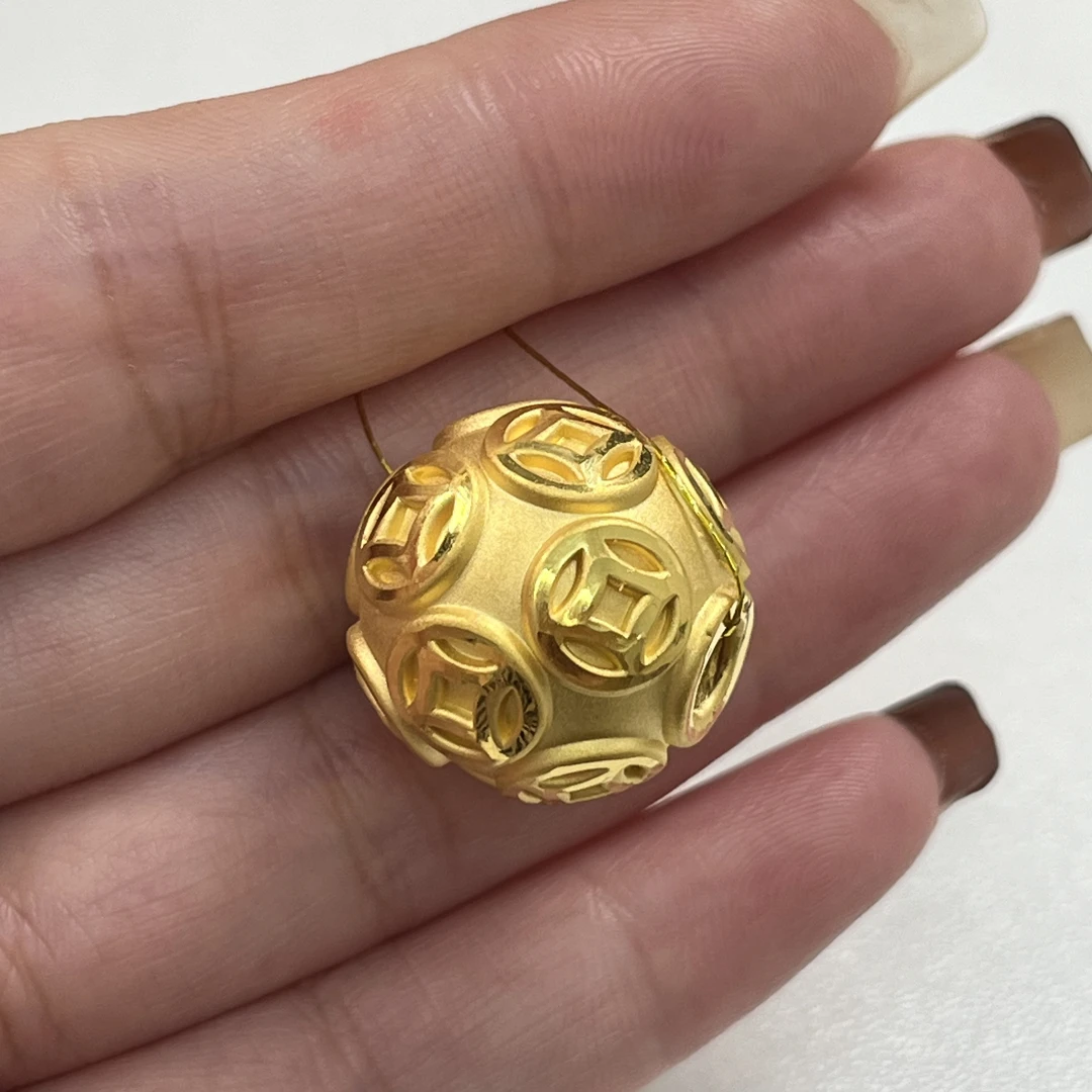 足金钱币转运珠手串