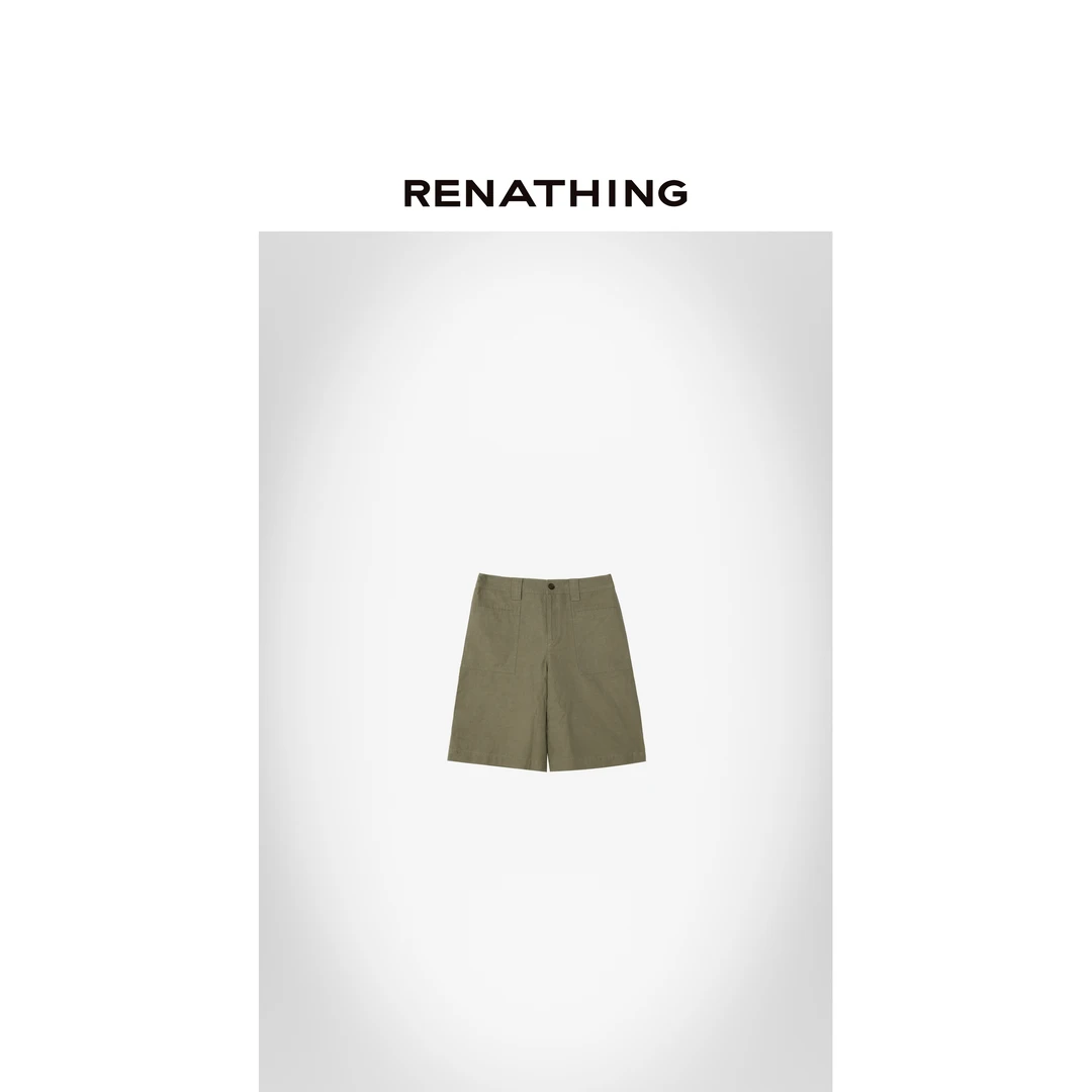 【RENATHING】纯色贴袋五分直筒中裤