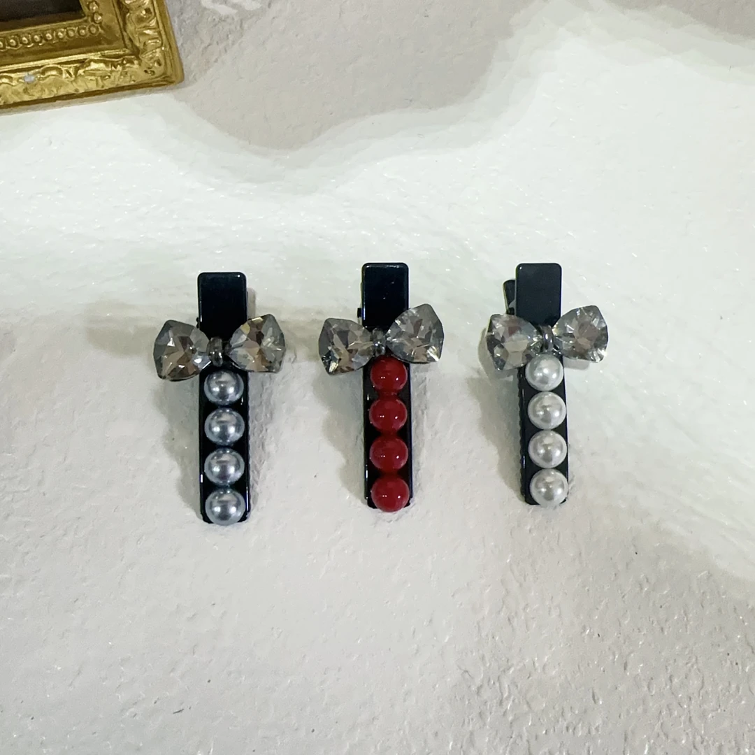 韩国东大门视频发饰鸭嘴夹珠珠边夹