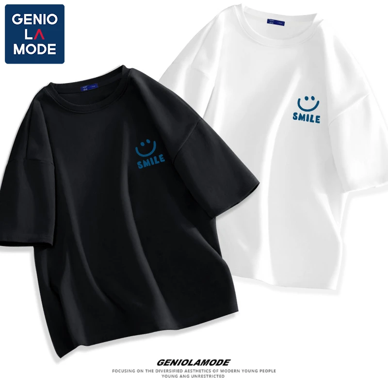 GENIOLAMODE短袖t恤男女同款简约百搭夏休闲简约半袖百搭情侣上衣