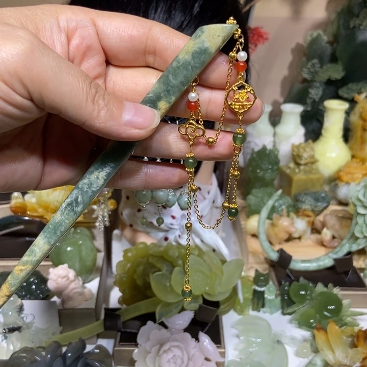 蛇纹石玉未镶嵌发饰