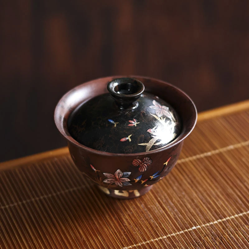 【斋居】朱砂红-洞尚造物-撇口盖碗130cc（洞尚S0115）