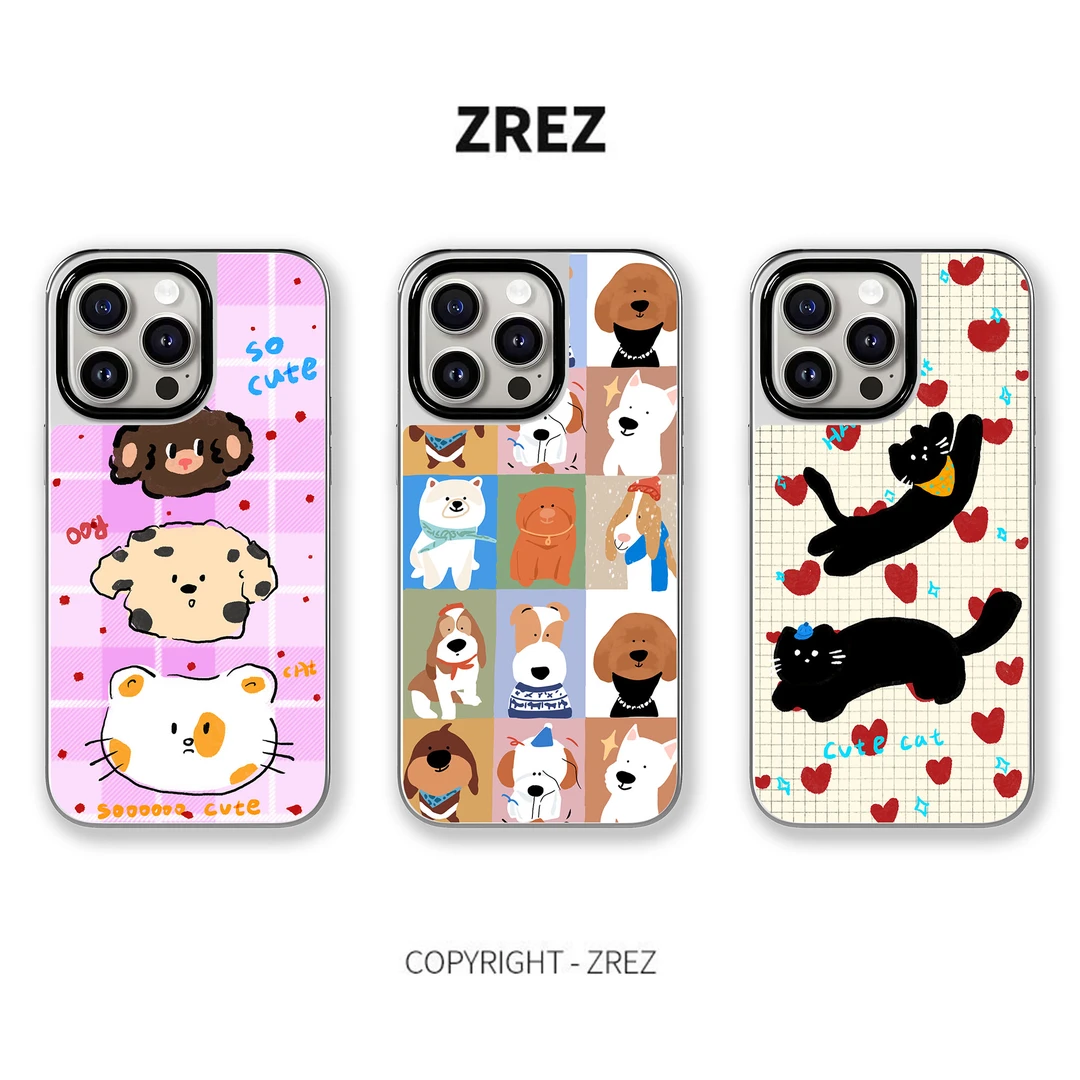 ZREZ 原创 [ 爱心猫咪 ] 适用苹果iPhone16ProMax防摔个性手机壳