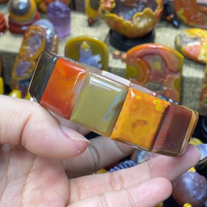 玛瑙/玉髓未镶嵌珠宝奇石品质多宝手牌588