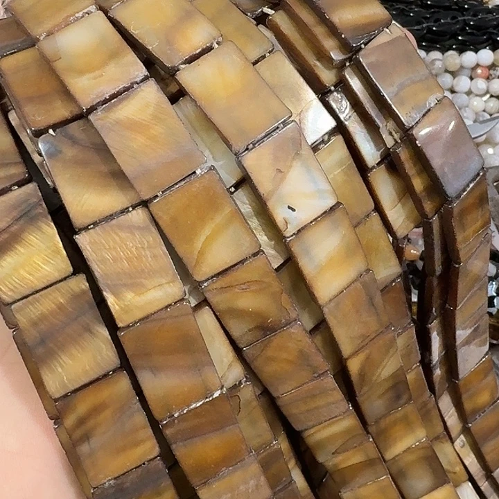 玛瑙/玉髓合金珠宝半成品2条黄色双排孔长方形