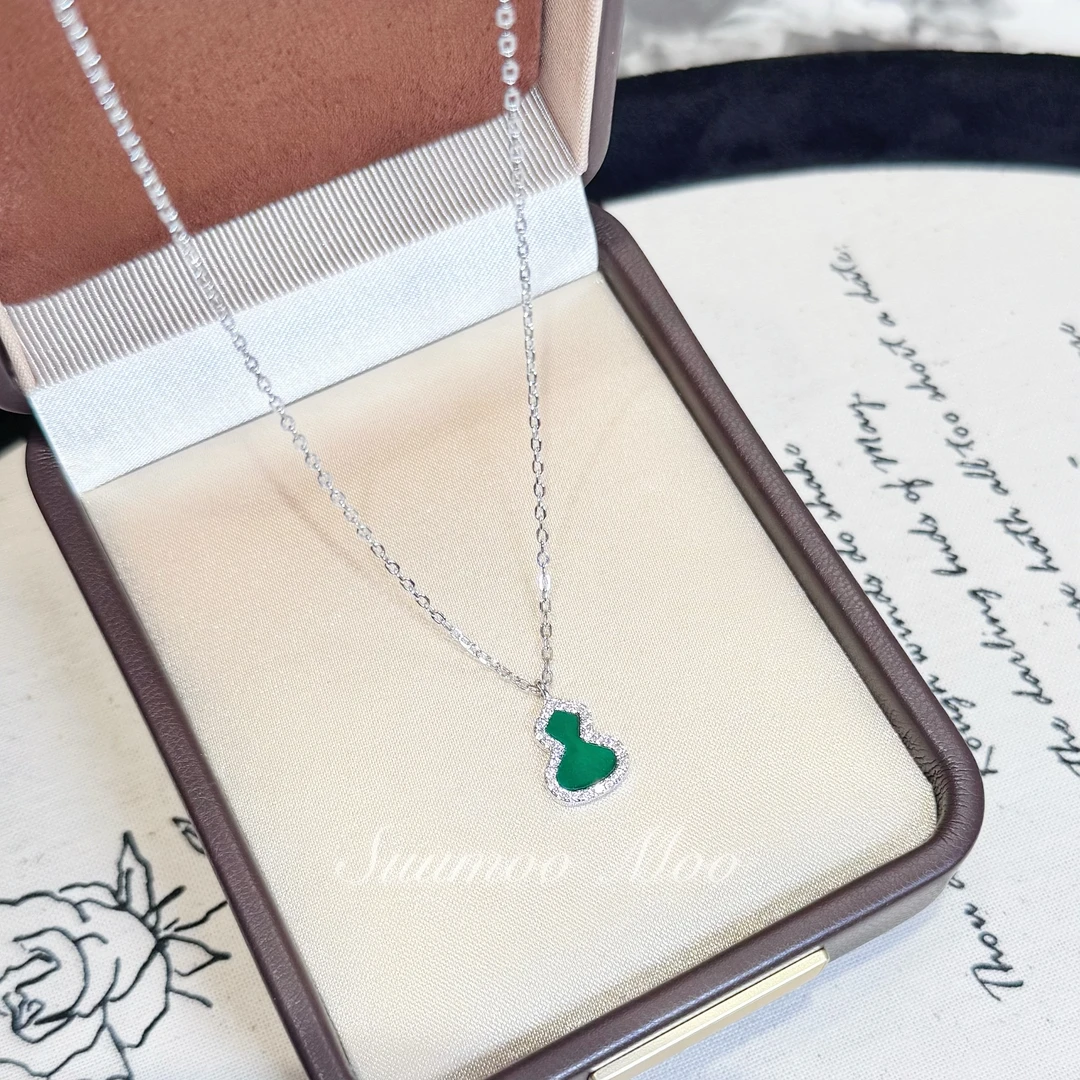 坠链均925银合成锆石 葫芦银镶时尚女士国风气质百搭