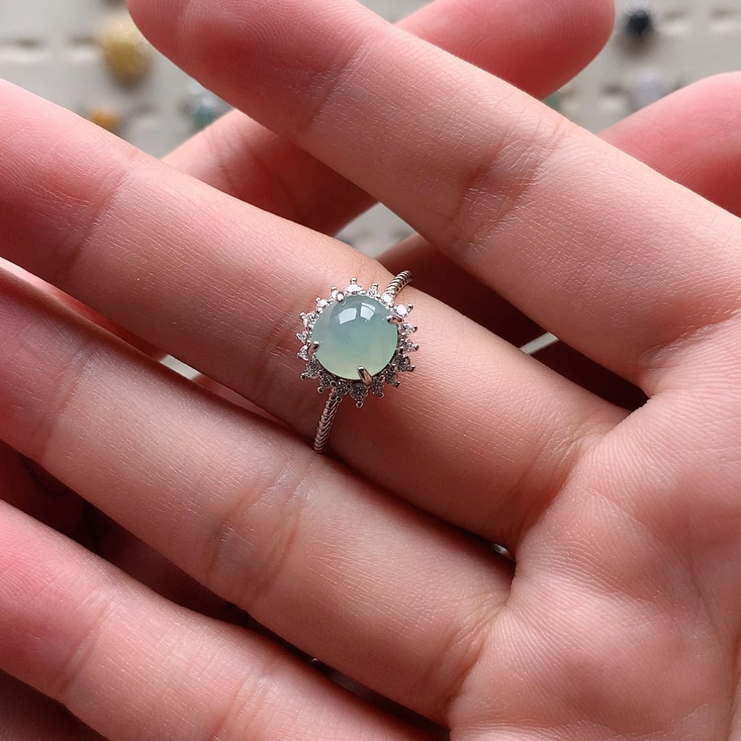 翡翠戒指银S925镶嵌0269