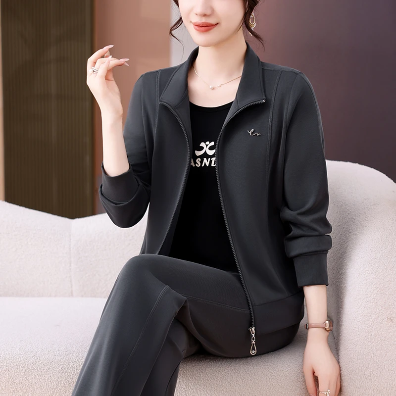 洋气名牌运动服套装女秋季2025新款高级感潮牌卫衣外套女装三件套