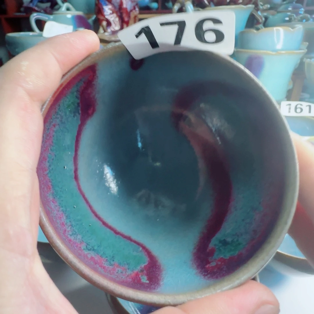 瓷片宋钧仿古鸡心碗（柴烧精品）