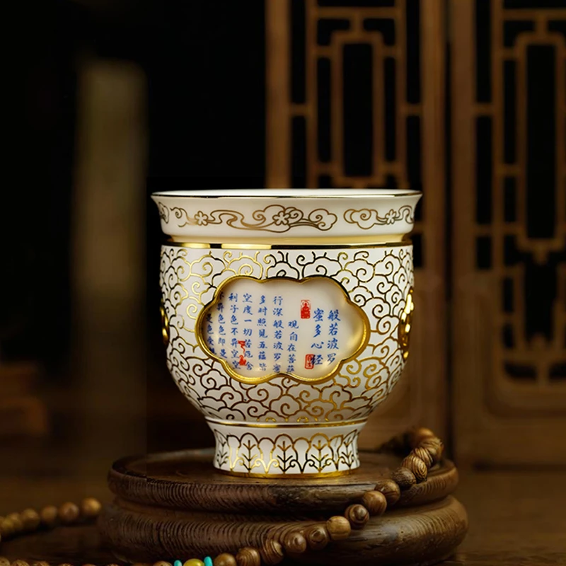 茶杯主人杯景泰蓝手工珐琅创意描金旋转茶杯高档中式茶杯家用赠礼