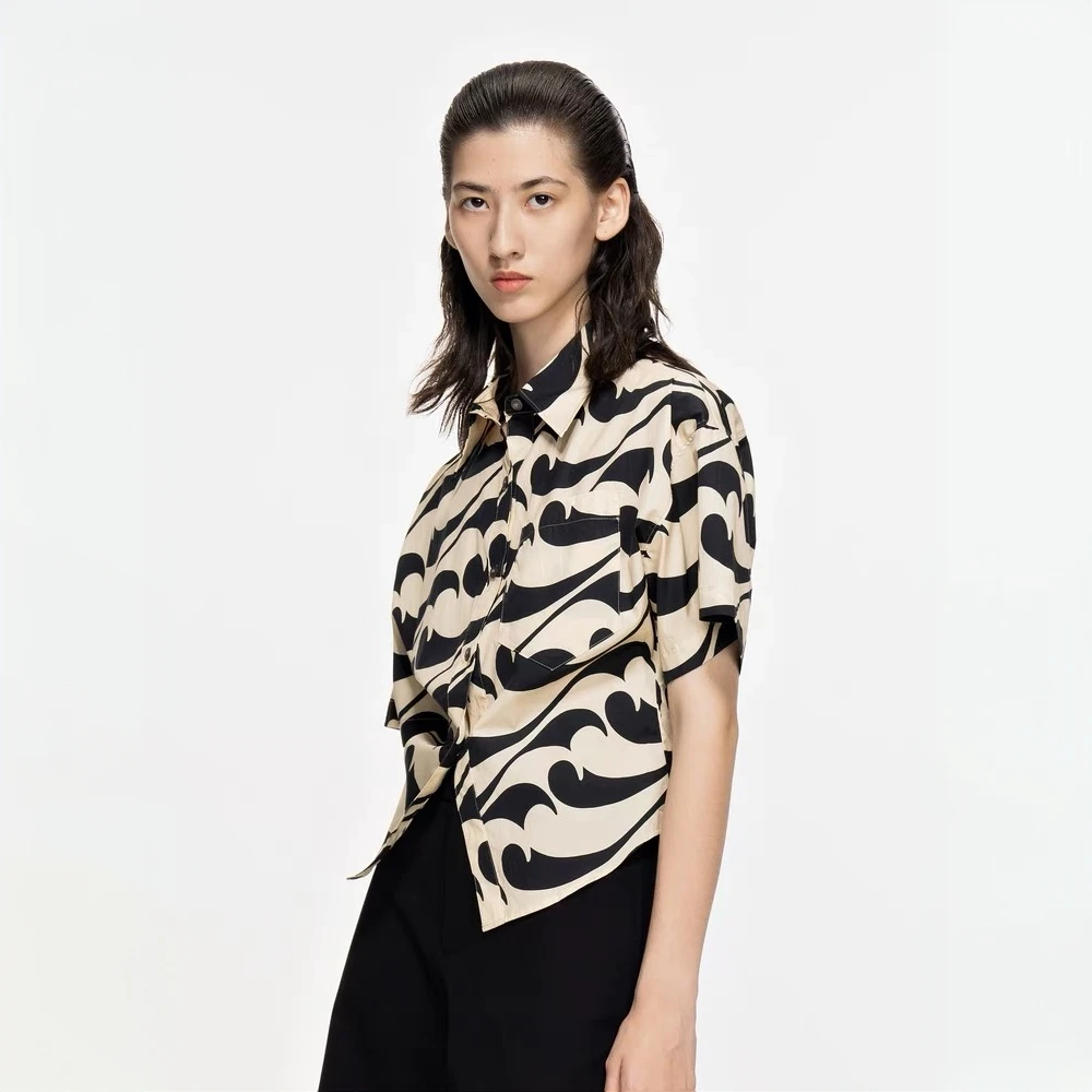 [JN家】短款设计款衬衫收腰短款衬衣