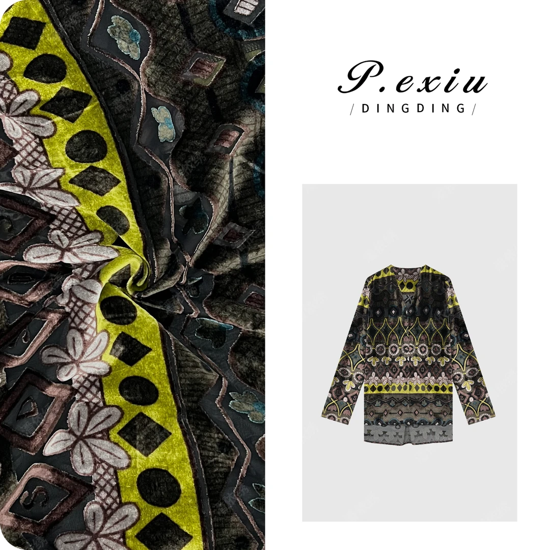 PanYiXiu/潘依绣人丝植绒复古高级感V领长袖衬衫 W-62745