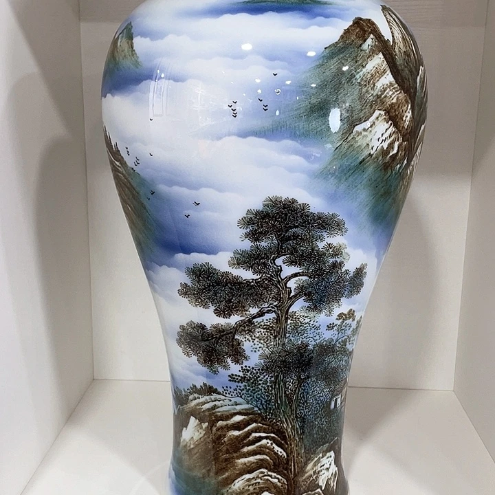 摆件讨***菜谢德标作品盛世人家山水瓶
